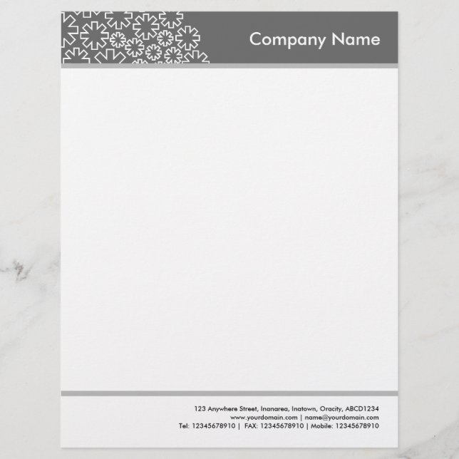 Headed and Footed - Asterisk - Gray Letterhead (Front)