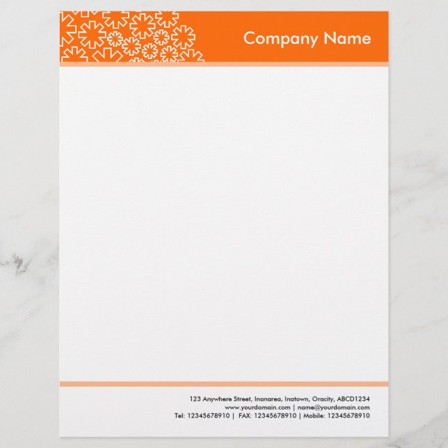 Headed and Footed - Asterisk - Orange Letterhead (Front)