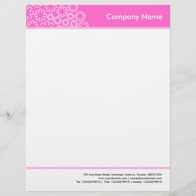 Headed and Footed - Asterisk - Pink Letterhead (Front)