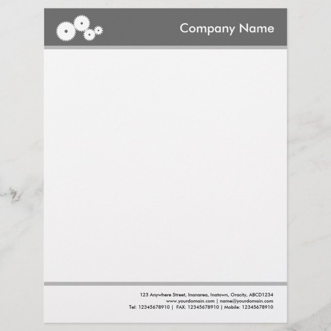 Headed and Footed (Gears) - Gray Letterhead (Front)