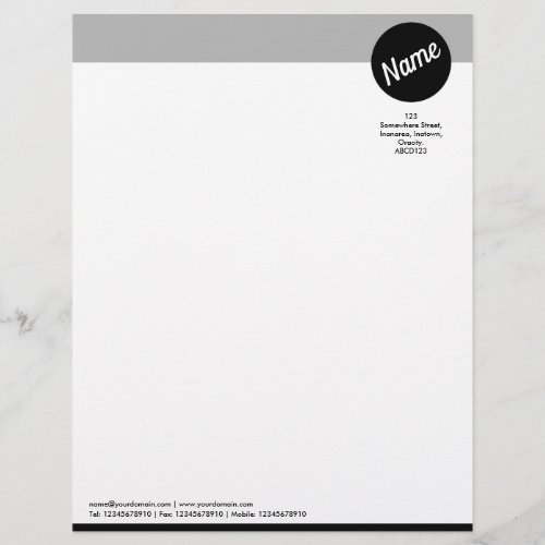 Header and Circle _ Black and Gray Letterhead