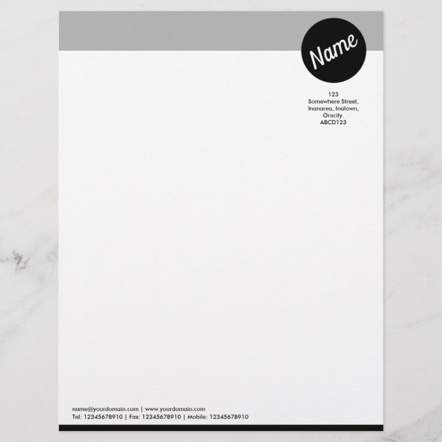 Header and Circle - Black and Gray Letterhead (Front)
