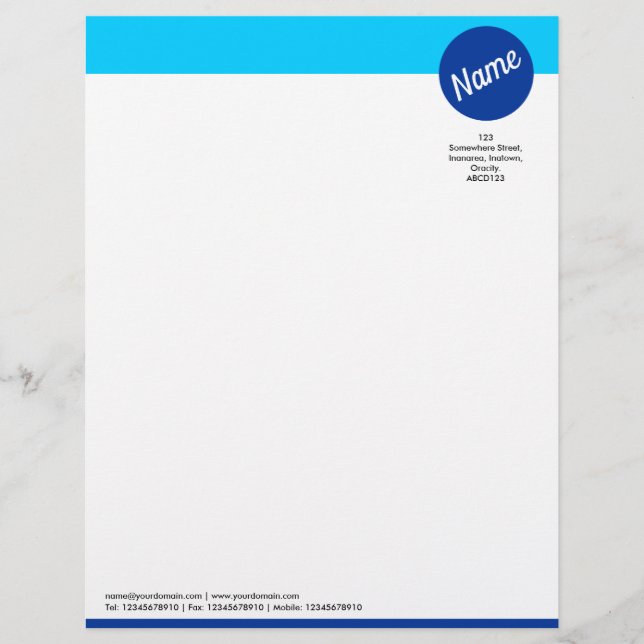 Header and Circle - Shades of Blue Letterhead (Front)