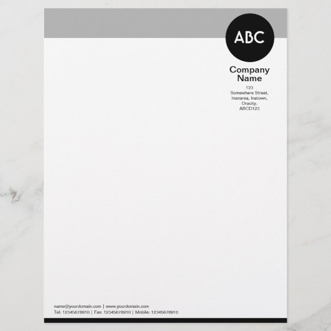 Header and Circle V2 - Black and Gray Letterhead (Front)