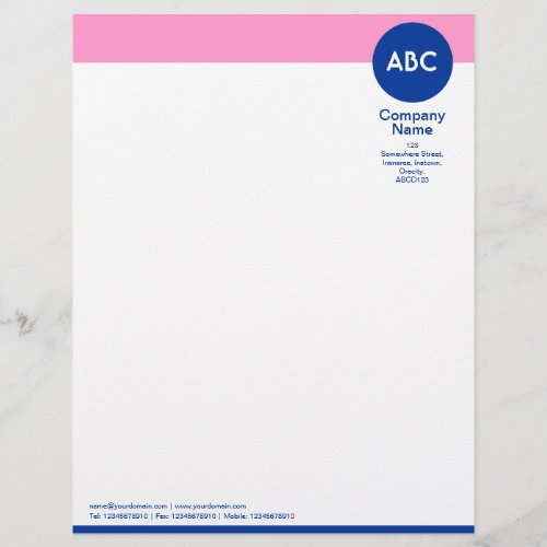 Header and Circle V2 _ Pink and Navy Blue Letterhead