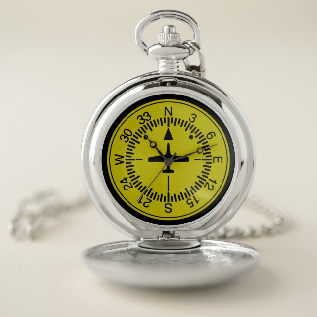 Heading Indicator Pilot Aviation Geek Pocket Watch (Inside)