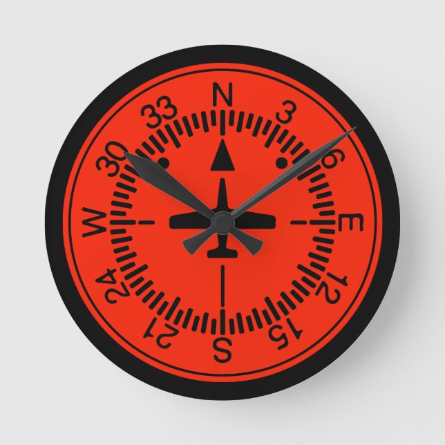 Heading Indicator Pilot Aviation Geek Round Clock (Front)