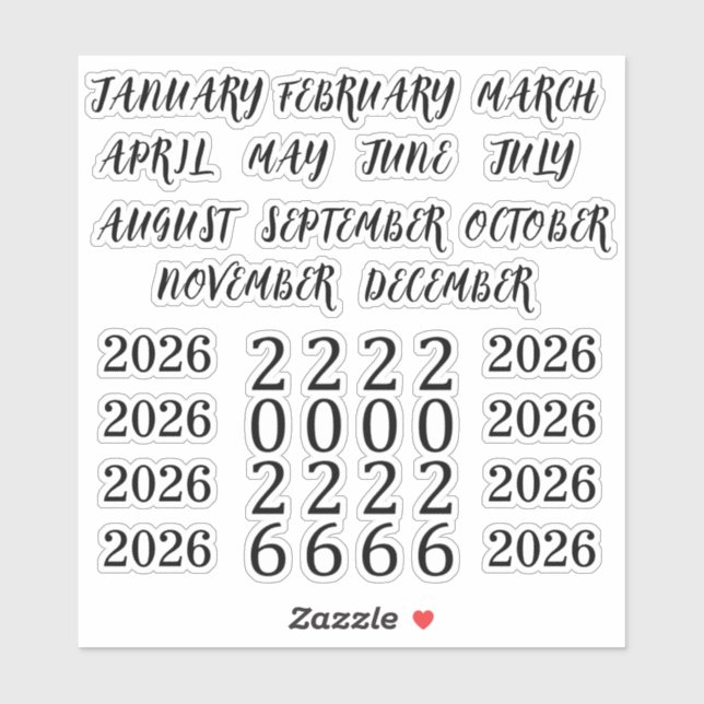 Heading Months 2026 Year Bullet Journal Planner Sticker (Sheet)