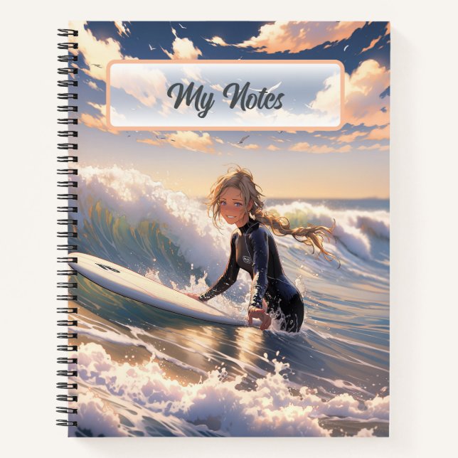 Heading out to catch a wave notebook (Front)