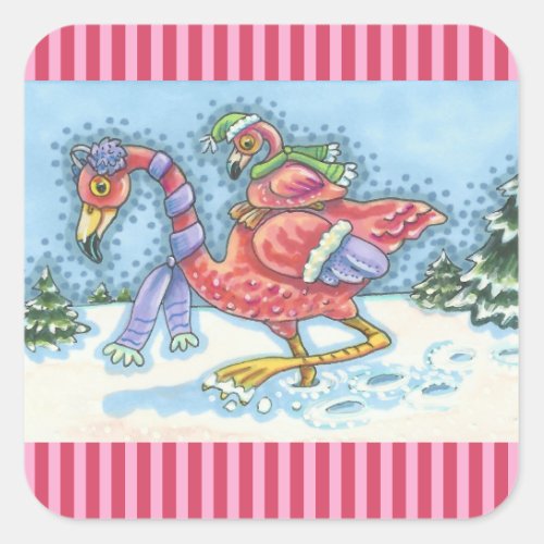 HEADING SOUTH PINK FLAMINGOS HOLIDAY STICKERS