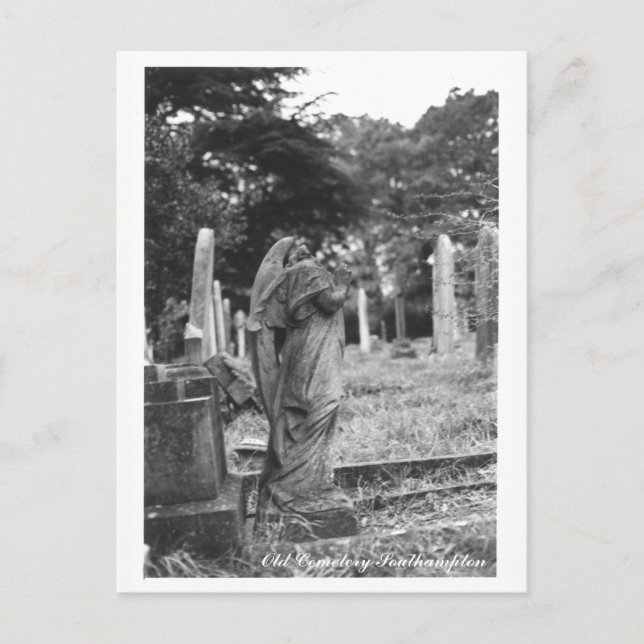 Headless Angel Statue Old Cemetery Postcard Text (Front)