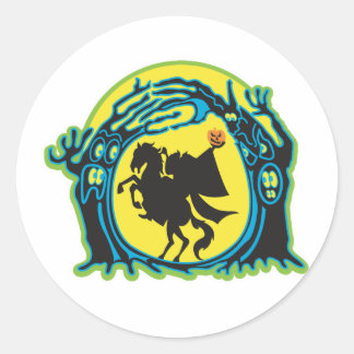 headless horseman classic round sticker