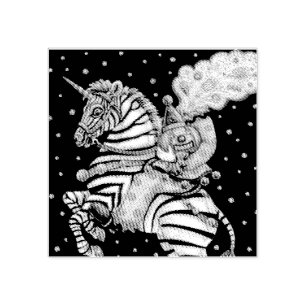 HEADLESS HORSEMAN CLOWN ON ZEBRA RUBBER STAMP