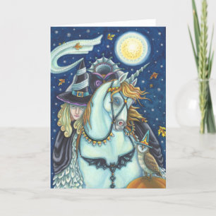 HEADLESS HORSEMAN GOTH WITCH, UNICORN & OWL Blank Card