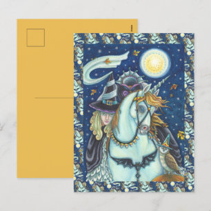 HEADLESS HORSEMAN GOTH WITCH, UNICORN & OWL Blank Holiday Postcard