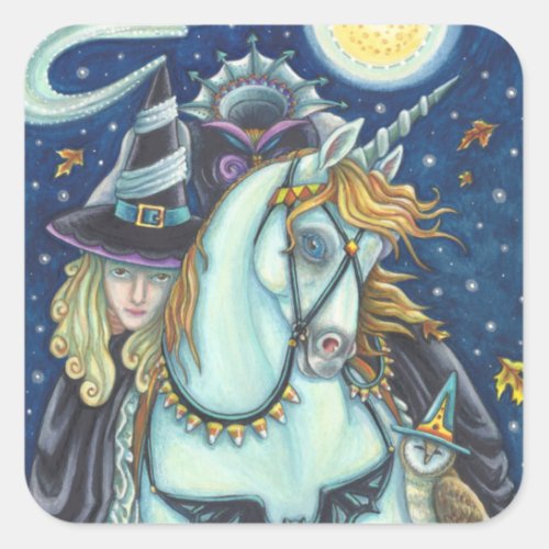 HEADLESS HORSEMAN GOTH WITCH UNICORN OWL SQUARE STICKER