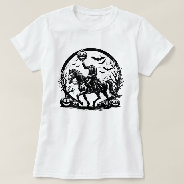 Headless Horseman Halloween Circle Design T-Shirt (Design Front)