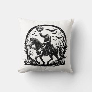 Headless Horseman Halloween Circle Design Throw Pillow