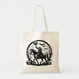 Headless Horseman Halloween Circle Design Tote Bag