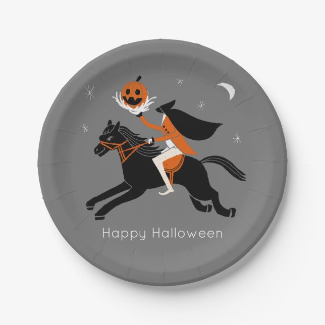 Headless Horseman halloween Paper Plates (Front)