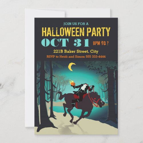 Headless Horseman Halloween Party Invitations