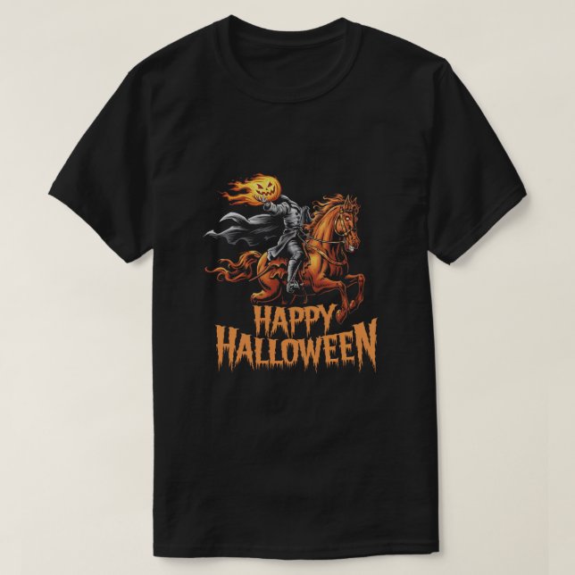 Headless Horseman: Happy Halloween T-Shirt (Design Front)