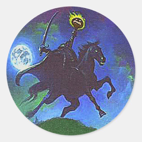 Headless Horseman in the Blue Light Classic Round Sticker