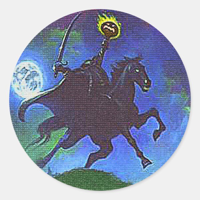 Headless Horseman in the Blue Light Classic Round Sticker (Front)