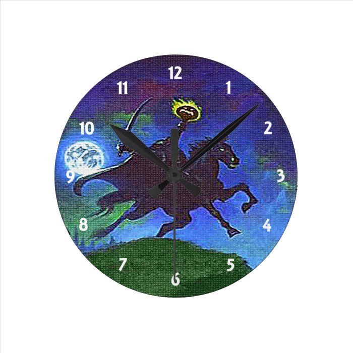 Headless Horseman in the Blue Light Wall Clock 