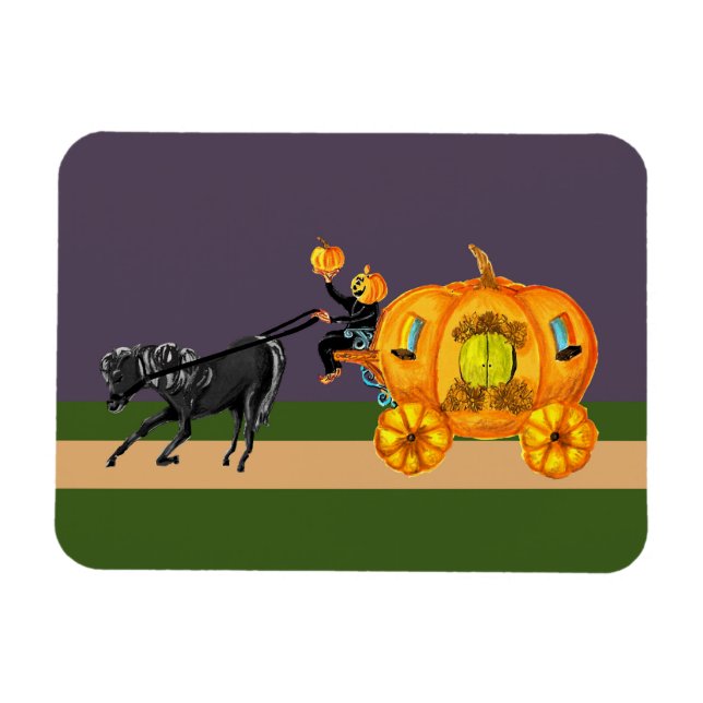 Headless Horseman Pumpkin Carriage Riding magnet (Horizontal)