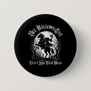 Headless Horseman Pumpkin Face Happy Halloween Sle Button