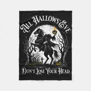 Headless Horseman Pumpkin Face Happy Halloween Sle Fleece Blanket