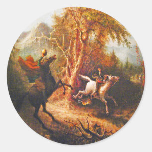Headless Horseman Pursuing Ichabod Crane Classic Round Sticker