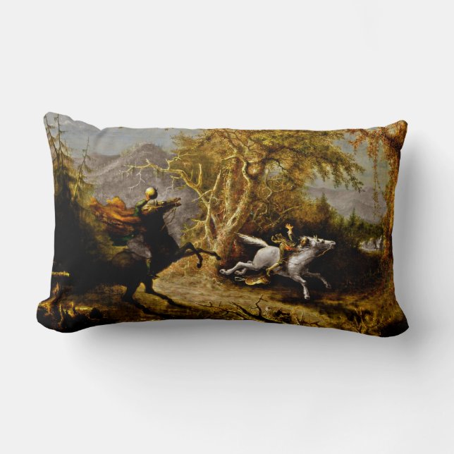 Headless Horseman Pursuing Ichabod Crane Lumbar Pillow (Front)