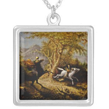 Headless Horseman Pursuing Ichabod Crane Silver Plated Necklace by dmorganajonz at Zazzle