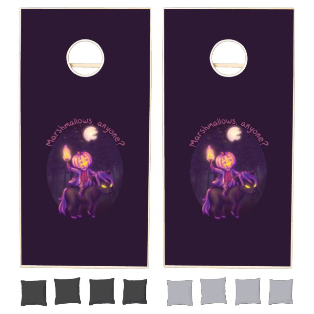 Headless Horseman Roasting Marshmallow Art Cornhole Set (Set)