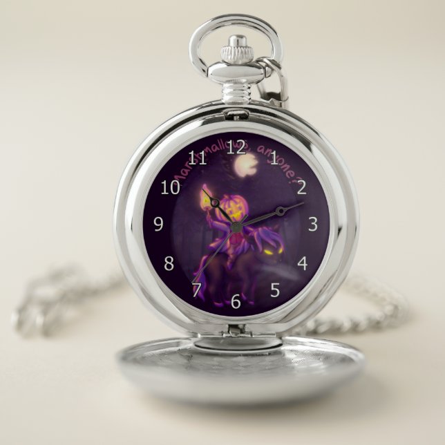 Headless Horseman Roasting Marshmallow Art Pocket Watch (Inside)