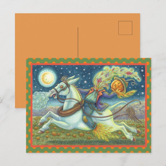 HEADLESS HORSEMAN SCARECROW HOLIDAY POSTCARD (Front/Back)