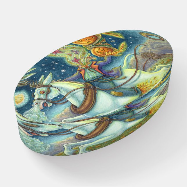 HEADLESS HORSEMAN SCARECROW, MULE PAPERWEIGHT Oval (Angled)