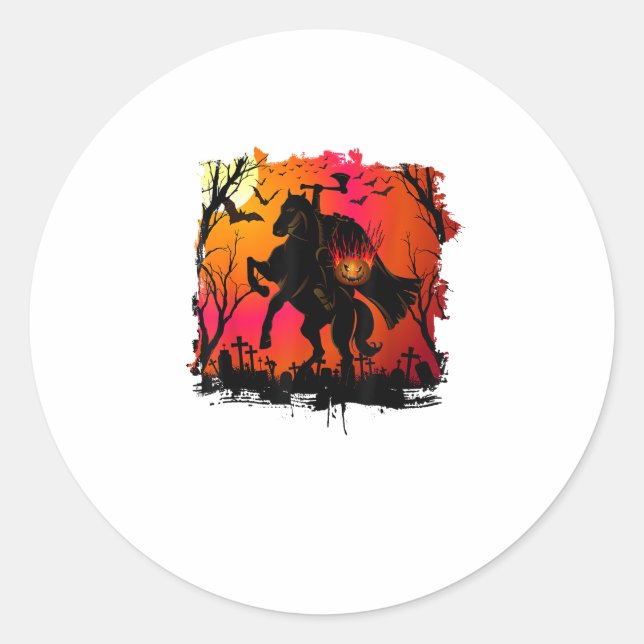 Headless Horseman Shirt Urban Legend Halloween Pum Classic Round Sticker (Front)