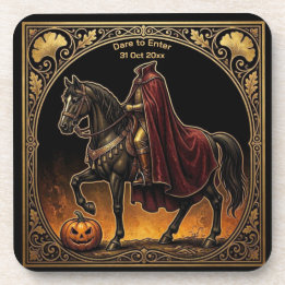 Headless Horseman Sleepy Hollow Gold Ornate Black Beverage Coaster