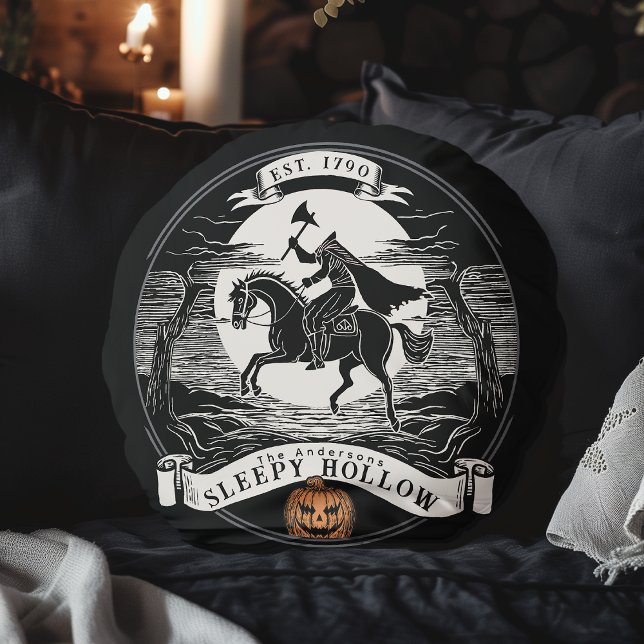 Headless Horseman Sleepy Hollow Halloween Round Pillow (Creator Uploaded)