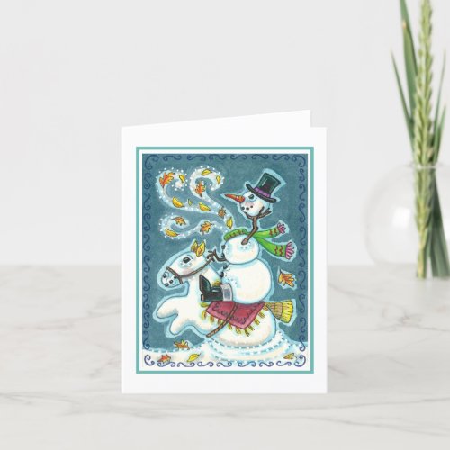 HEADLESS HORSEMAN SNOWMAN XMAS  HALLOWEEN Blank Note Card