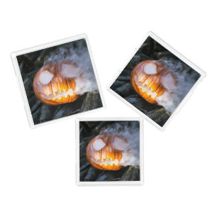 Headless Horseman's Jack-o-Lantern Head a Flame Acrylic Tray