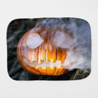 Headless Horseman's Jack-o-Lantern Head a Flame Baby Burp Cloth