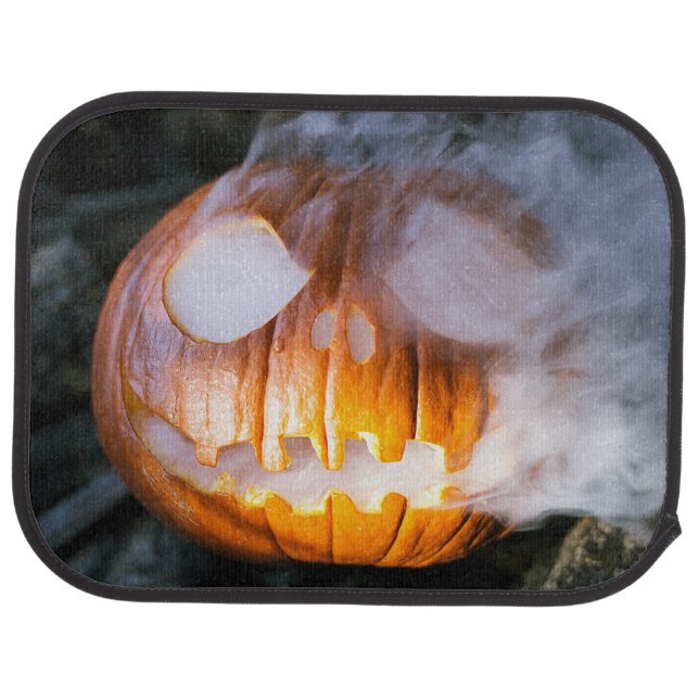 Headless Horseman's Jack-o-Lantern Head a Flame Car Floor Mat (Rear)
