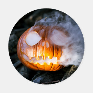 Headless Horseman's Jack-o-Lantern Head a Flame Coaster Set