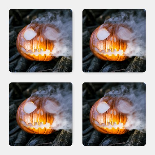 Headless Horsemans Jack_o_Lantern Head a Flame Coaster Set