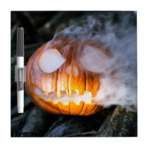 Headless Horseman's Jack-o-Lantern Head a Flame Dry Erase Board