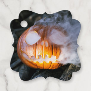 Headless Horseman's Jack-o-Lantern Head a Flame Favor Tags